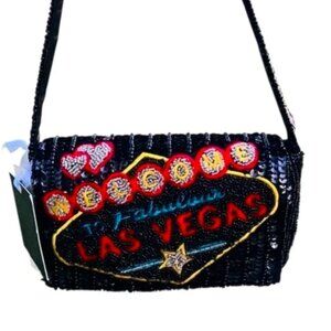 Viral Handcrafted in India Welcome to LAS VEGAS Beaded Sequin Shoulder Bag NWT
